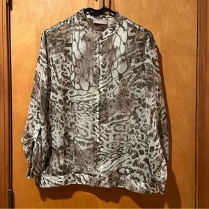 Chico's gray/green sheer animal print jacket